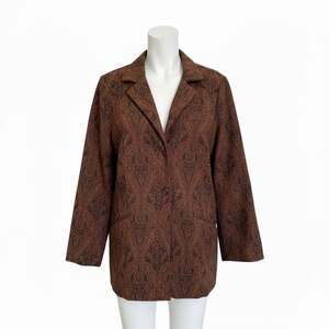 Coldwater Creek Brown Tapestry Paisley Two Button Blazer Jacket 1X